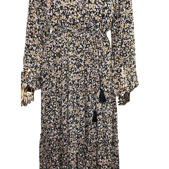 NWT Hem & Thread Floral Tiered Long-Sleeve Boho Maxi Dress – Size Large - Picture 7 of 12